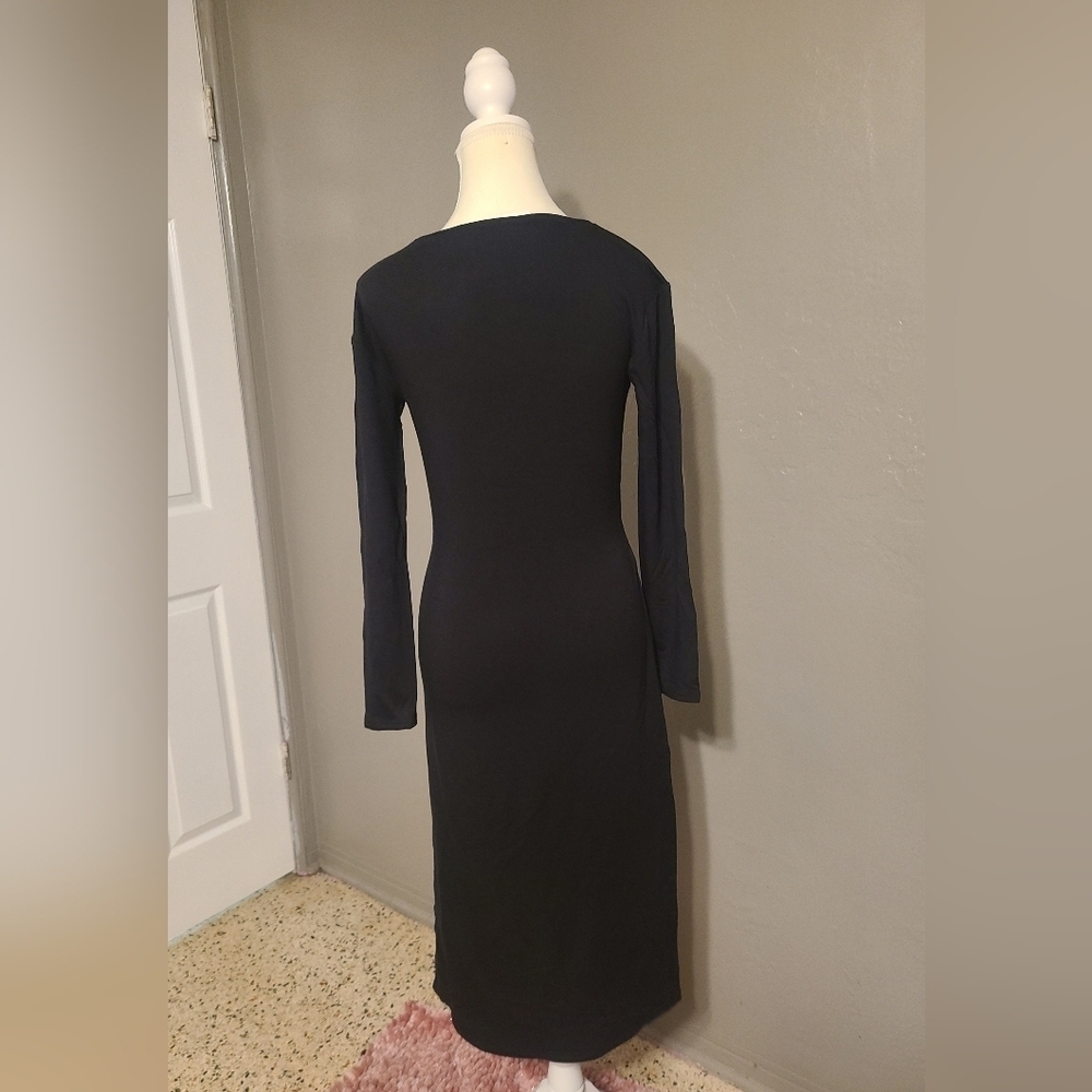 BB Dakota Steve Madden Chic Black Knit Long Sleeve Dress with Tie Waist NWT XS - Picture 3 of 11